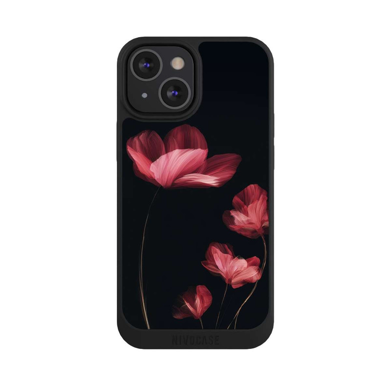 iPhone 13 Mini NIVOpure Burgunder Blüten schwarz