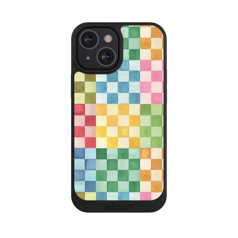 iPhone 13 Mini NIVOpure Checkerboard Watercolor Chess Geometric Red