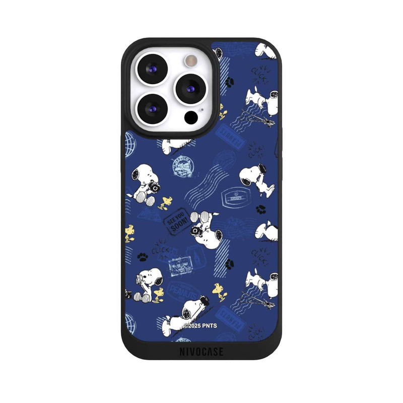iPhone 13 Pro NIVOpure Peanuts Travel Stamps Pattern Blue