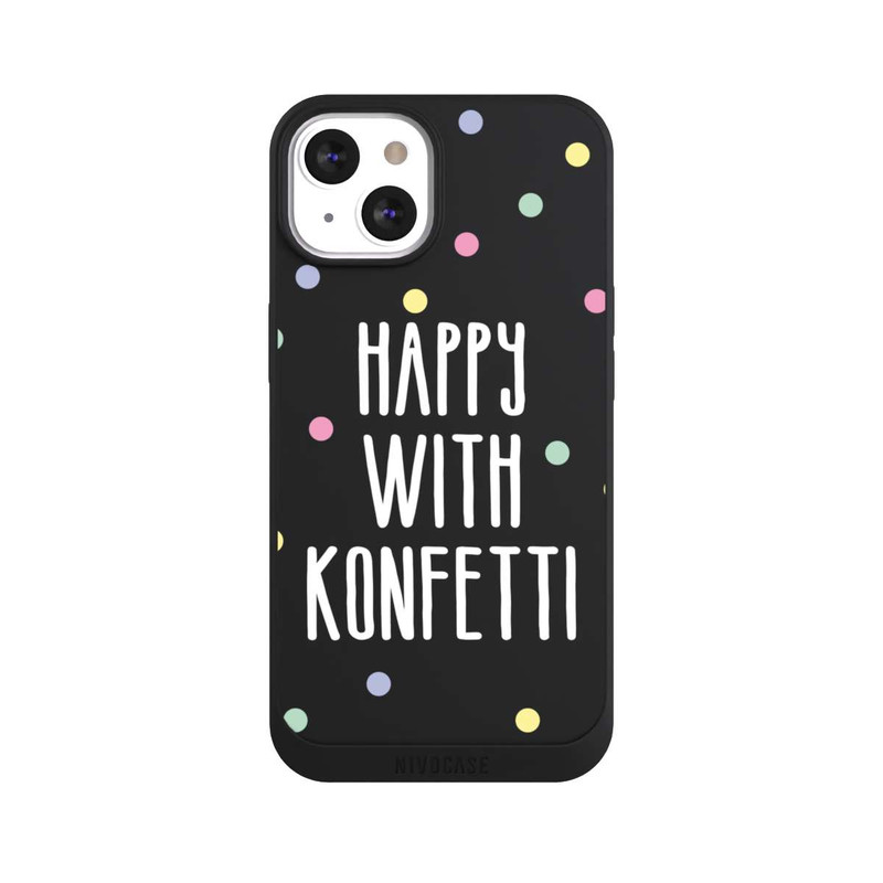 iPhone 13 NIVOpure Happy with Konfetti White ohne Hintergrund