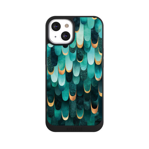 Apple iPhone 13 NIVOpure Imprimé or turquoise à plumes