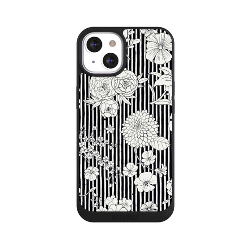 Apple iPhone 13 NIVOpure Fleurs et rayures noir et blanc