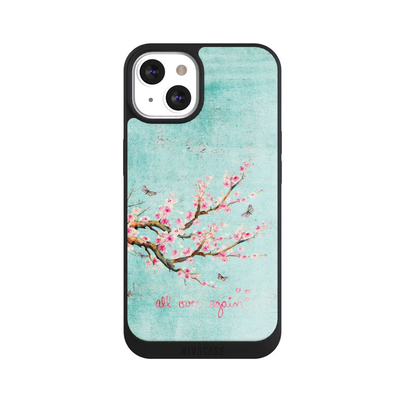 iPhone 13 NIVOpure Motif d'arbre en fleurs de cerisier bleu