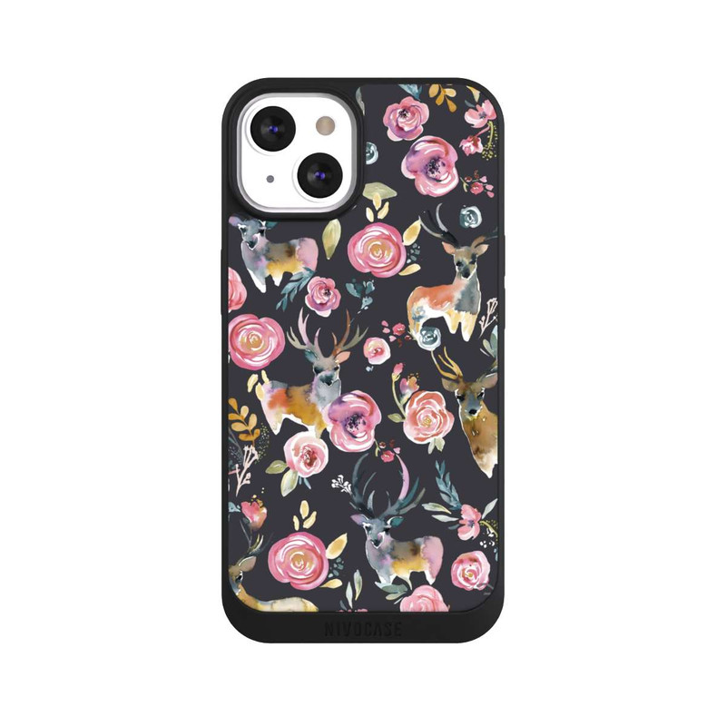 iPhone 13 NIVOpure Cerfs et fleurs Anthracite