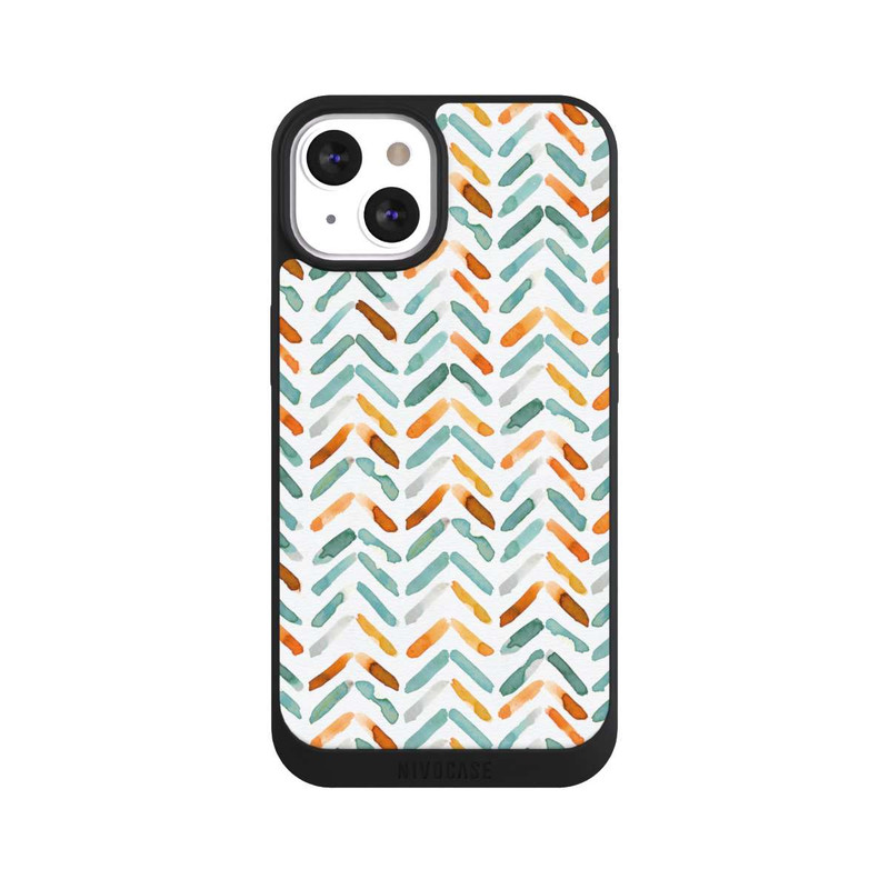 iPhone 13 NIVOpure Élégant Automne Chevron Bleu Orange