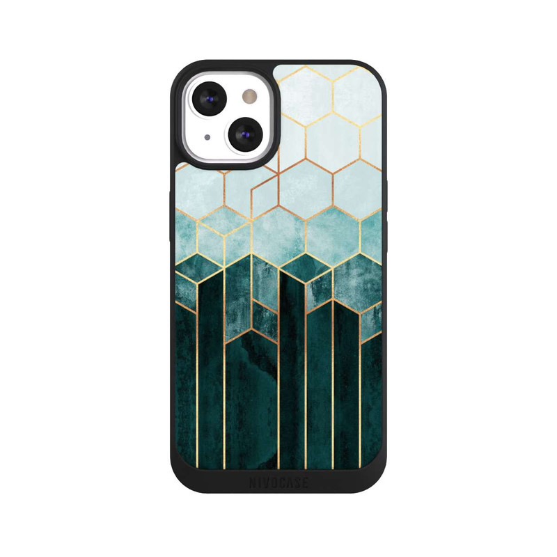 iPhone 13 NIVOpure Blaugrüne Sechsecke