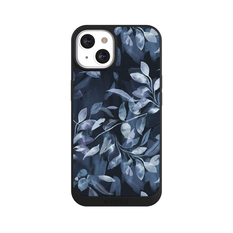 iPhone 13 NIVOpure Mystische Aquarellblätter marineblau
