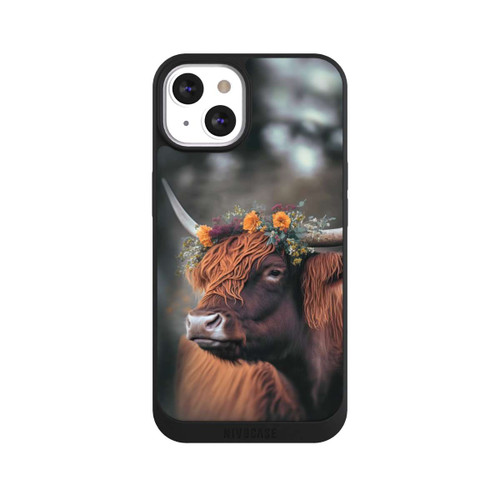 Apple iPhone 13 NIVOpure Vache des Highlands avec des fleurs avec IA