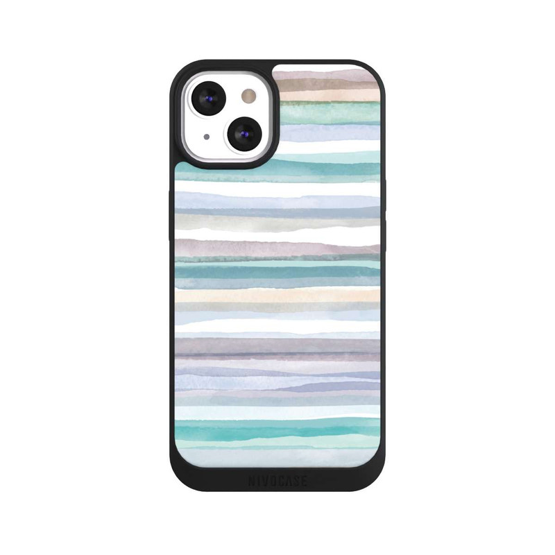 iPhone 13 NIVOpure Rayures pastel bleu