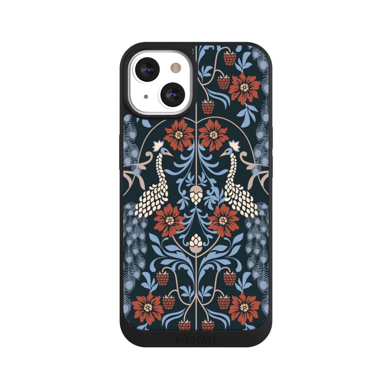 iPhone 13 NIVOpure Vintage Peacock Garden Arts and Crafts Floral Dark