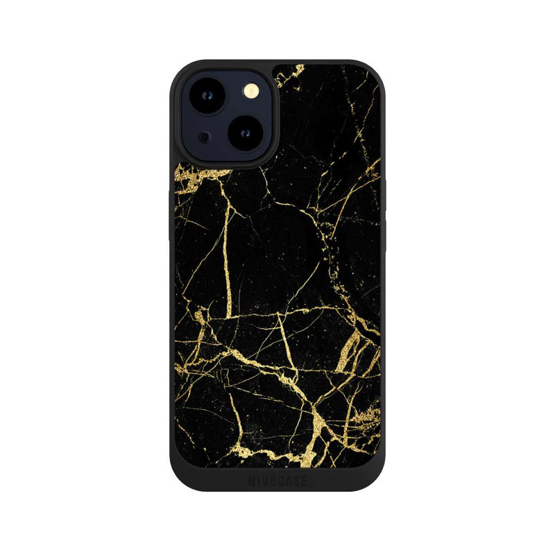 iPhone 14 NIVOpure Schwarzgoldener Marmor-Look