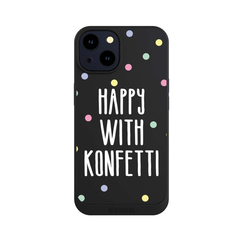 iPhone 14 NIVOpure Happy with Konfetti White ohne Hintergrund