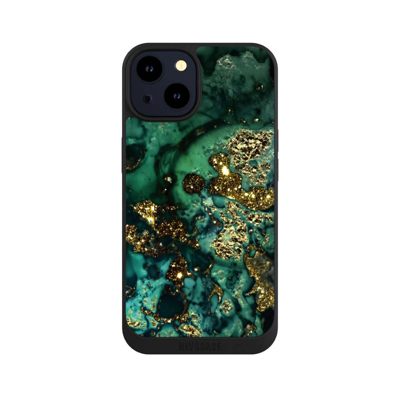 iPhone 14 NIVOpure Cyan Glitzer Marmorlook