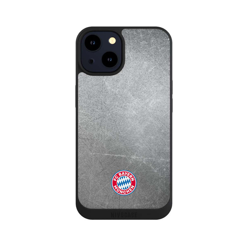 iPhone 14 NIVOpure Klassisches FCB Logo Klein - Bunt auf Metalllook