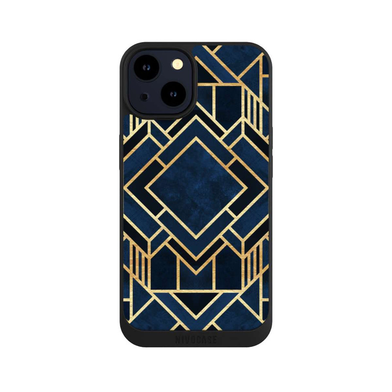 iPhone 14 NIVOpure Kunst Deko Blau Golddruck