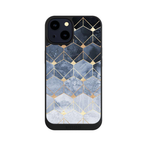 Apple iPhone 14 NIVOpure Blaue Sechsecke und Diamanten Golddruck