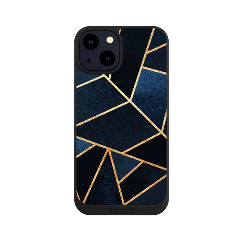iPhone 14 NIVOpure Navy Stein Golddruck