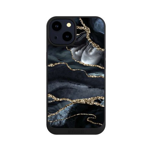 Apple iPhone 14 NIVOpure Dunkler Marmor Gold Glitzerlook