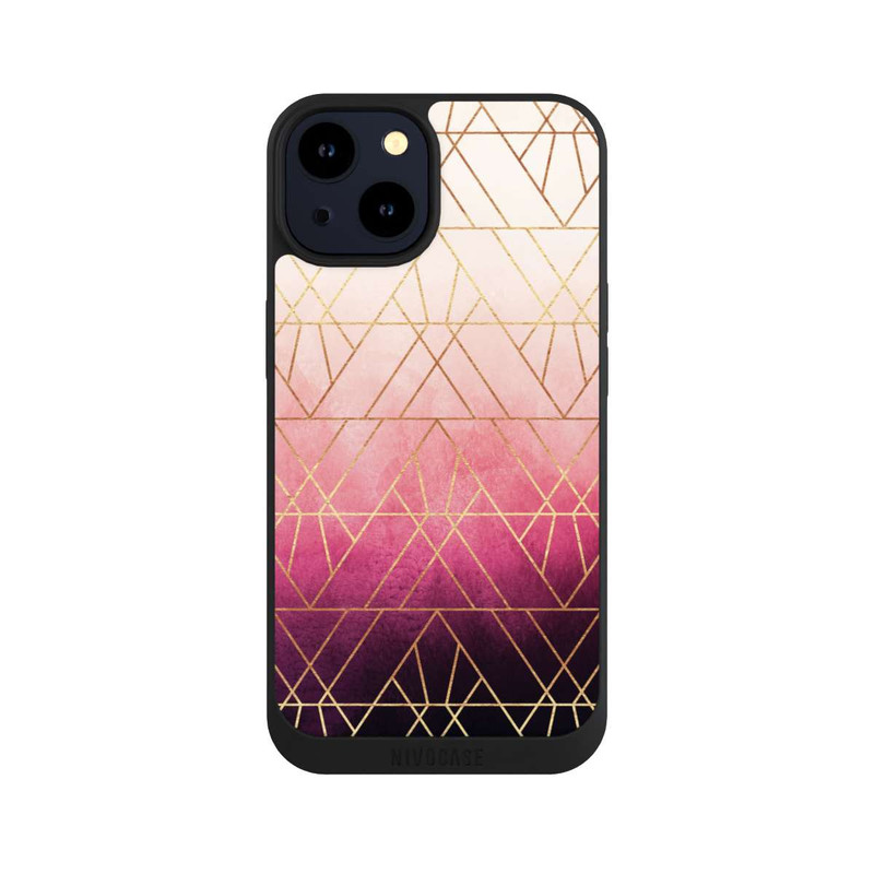 iPhone 14 NIVOpure Pink Ombre Dreiecke Golddruck