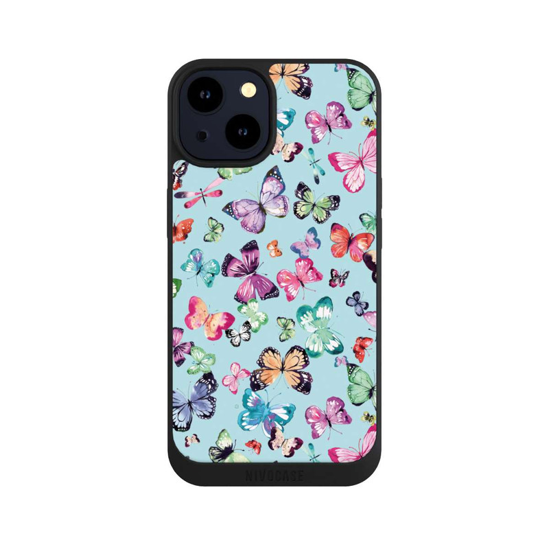 iPhone 14 NIVOpure Papillons Rose Orange Bleu