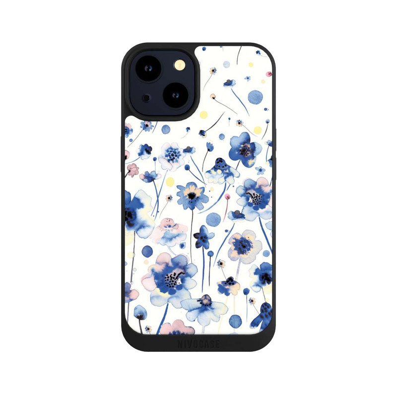 iPhone 14 NIVOpure Watercolor Ink Blue Flowers