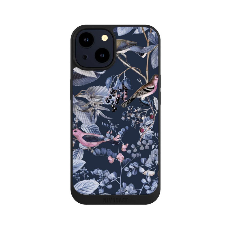 iPhone 14 NIVOpure Vögel und Beeren blau