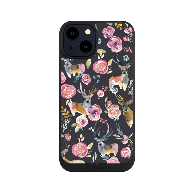 iPhone 14 NIVOpure Cerfs et fleurs Anthracite