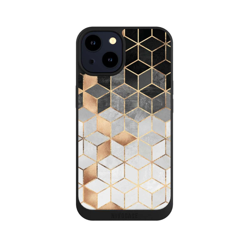 iPhone 14 NIVOpure Würfel dunkel und gold
