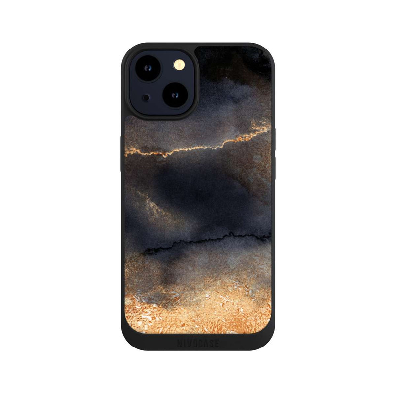iPhone 14 NIVOpure Schwarzer Marmor Goldstaub Look