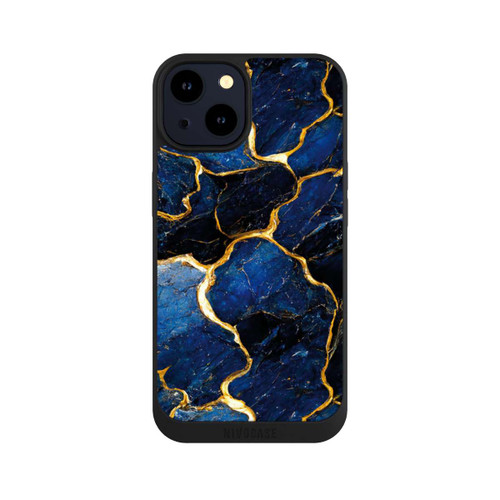 Apple iPhone 14 NIVOpure Blaue Marmor Gold Druck