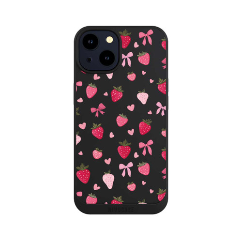 Apple iPhone 14 NIVOpure Erdbeer Herz Schleifen Pink Muster Transparent