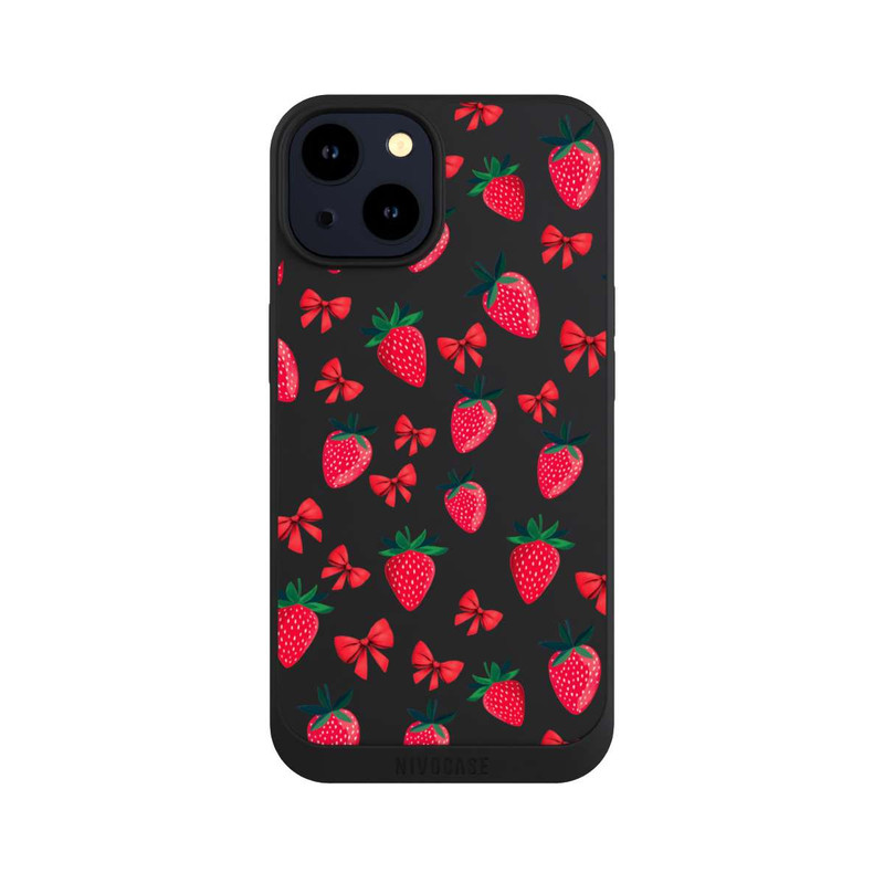 iPhone 14 NIVOpure Strawberry Heart Ribbon Pattern Transparent