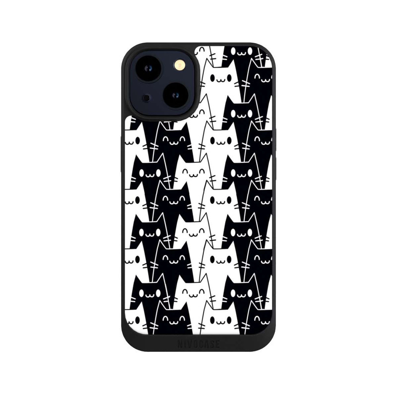 iPhone 14 NIVOpure Papier Peint Chat Noir Blanc