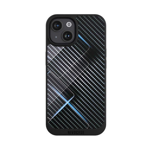 Apple iPhone 15 NIVOpure Blaue Linien auf Karbon