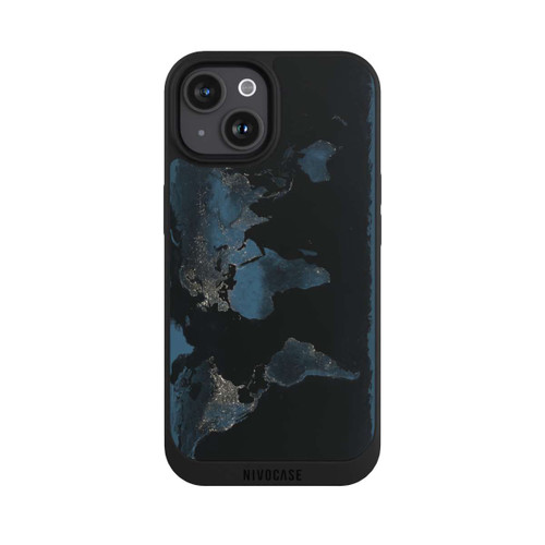 Apple iPhone 15 NIVOpure Carte du Monde Nuit