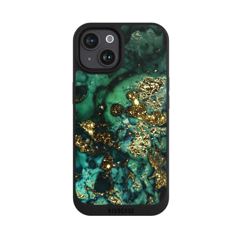 Apple iPhone 15 NIVOpure Cyan Glitzer Marmorlook