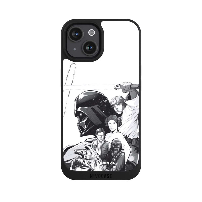 iPhone 15 NIVOpure StarWars Charaktere - Schwarz-Weiß