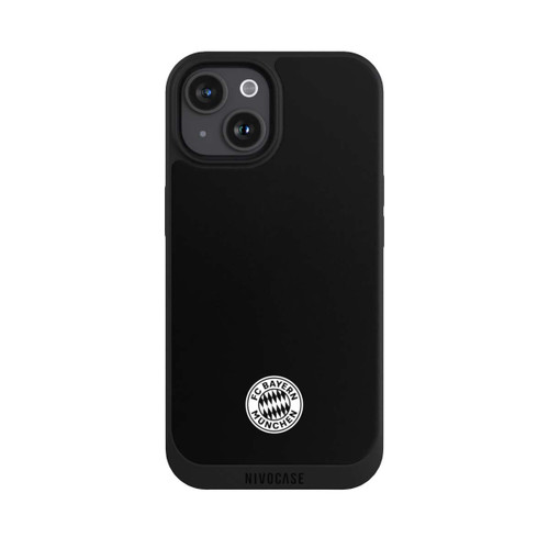 Apple iPhone 15 NIVOpure Klassisches FCB Logo Klein - Weiß auf Schwarz