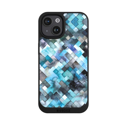 Apple iPhone 15 NIVOpure stimmungsvolles geometrisches Muster blau