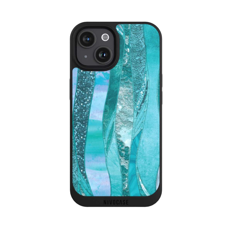 iPhone 15 NIVOpure glamouröser Glitzerlook blau