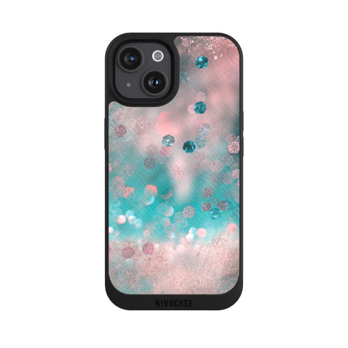 Apple iPhone 15 NIVOpure Türkis-glamouröser Glitzerlook