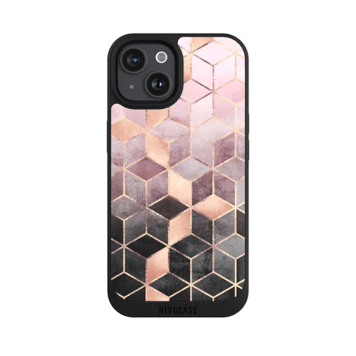 Apple iPhone 15 NIVOpure Pink-grauer Farbverlauf Würfel Druck
