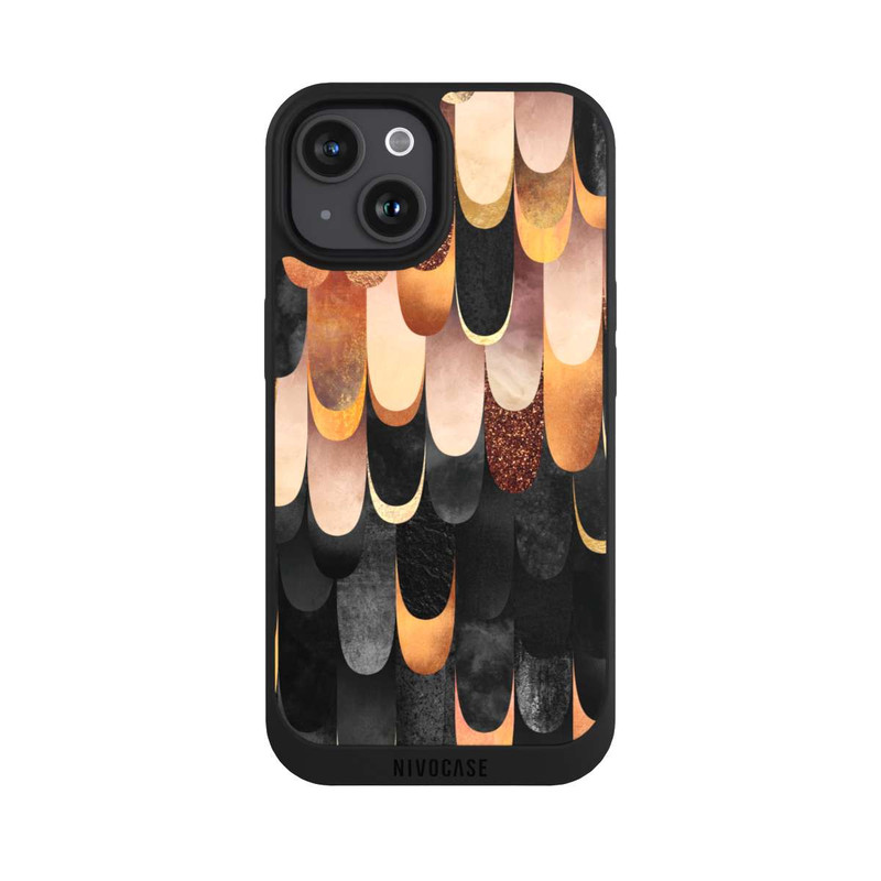 iPhone 15 NIVOpure Gefiedertes Kupfer und Schwarz