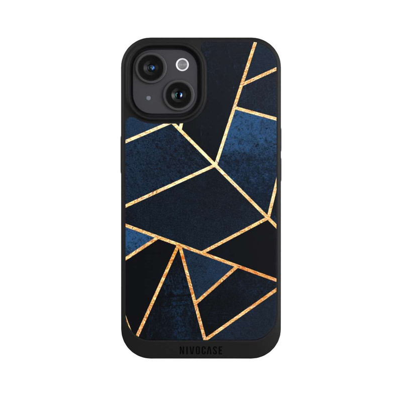 iPhone 15 NIVOpure Navy Stein Golddruck