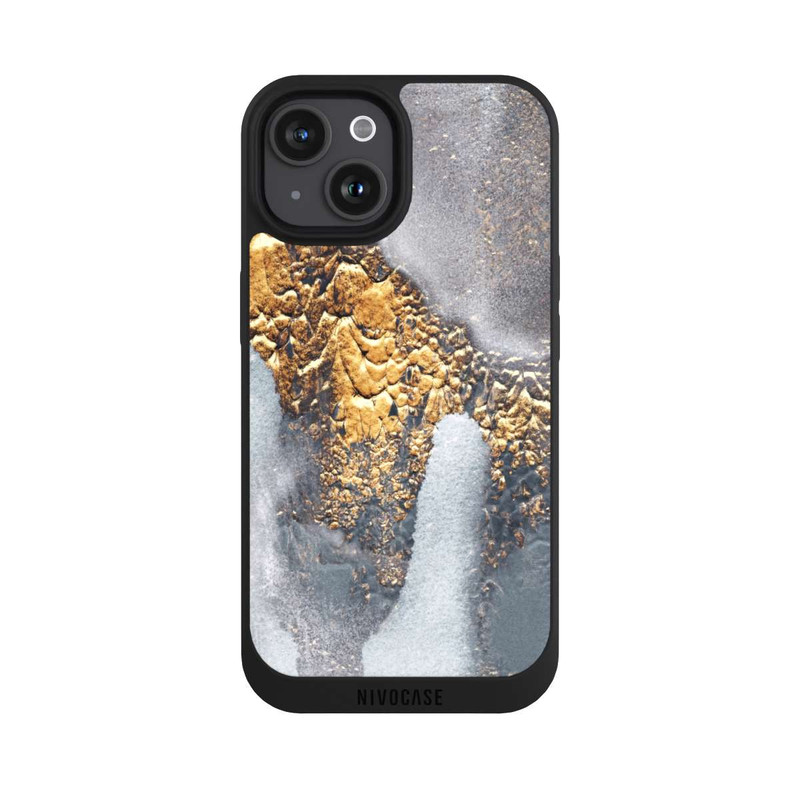 iPhone 15 NIVOpure Look béton doré pailleté