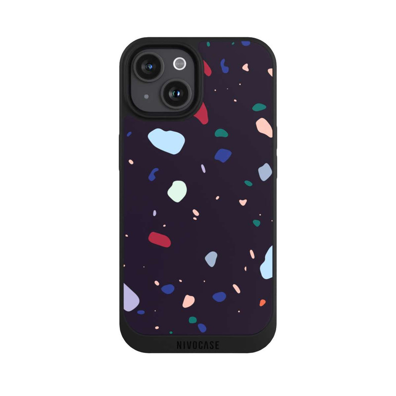 iPhone 15 NIVOpure Moderner dunkel abgerundeter Terrazzo