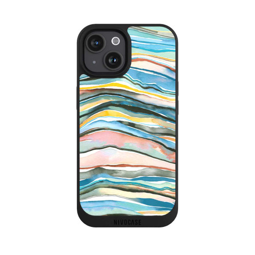 Apple iPhone 15 NIVOpure Achatschichten Aquarellblau