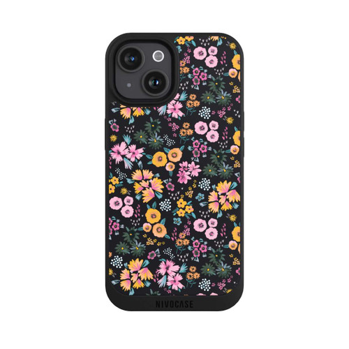 Apple iPhone 15 NIVOpure Kleine bunte Blumen Schwarz 2