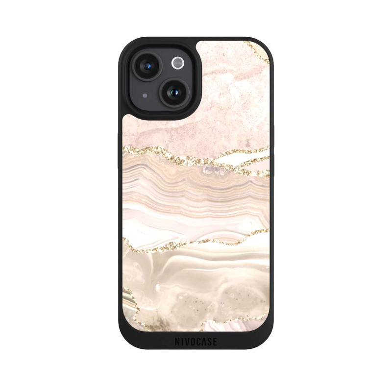 iPhone 15 NIVOpure Marmor rosa-goldene Streifen
