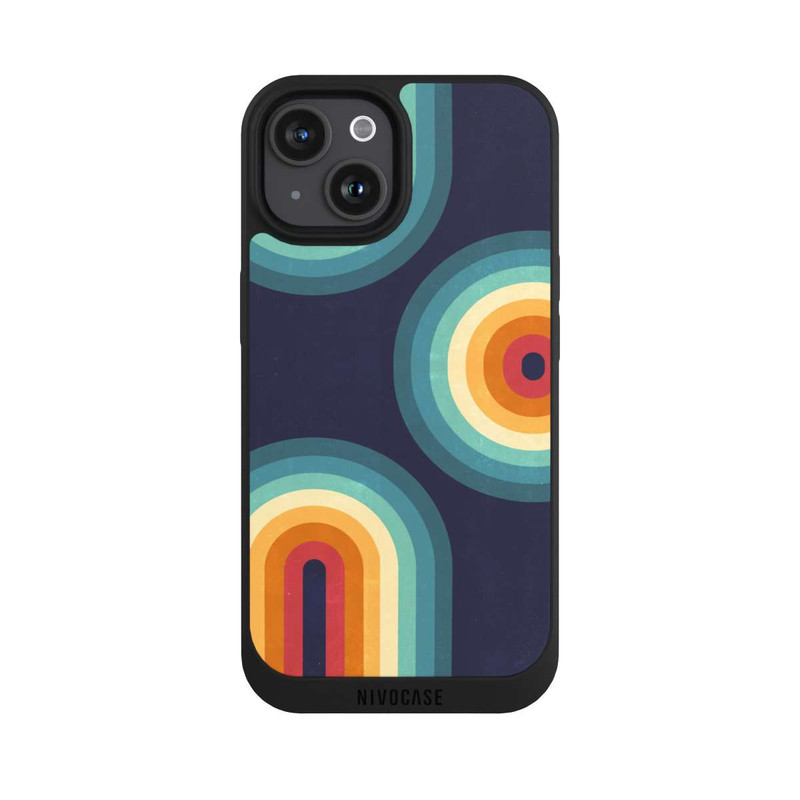 iPhone 15 NIVOpure Double Rainbow on Blue